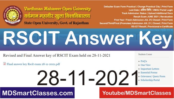 RSCIT Answer Key 28 November 2021, Rscit Answer Key 2021 Pdf, Rscit Answer Key C Series 2021, Rscit Exam Answer Key 2021, Vmou Rscit Answer Key 28 Nov