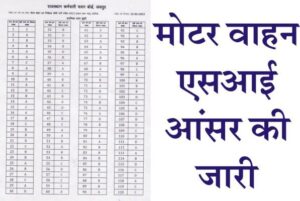 RSMSSB Motor Vehicle SI Official Answer Key 2021, राजस्थान मोटर वाहन एसआई आंसर की 2021, RSMSSB MV SI Answer Key 2021, Rajasthan MV SI Answer Key PDF