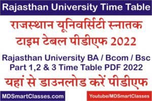 Rajasthan University UG Time Table 2022, Rajasthan University Exam Date 2022, UNIRAJ Exam Time Table 2022, Uniraj Exam Date 2022, UOR 2022 Exam Time Table,