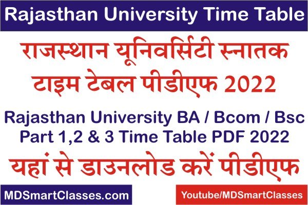 Rajasthan University UG Time Table 2022, Rajasthan University Exam Date 2022, UNIRAJ Exam Time Table 2022, Uniraj Exam Date 2022, UOR 2022 Exam Time Table,