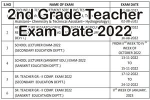 RPSC 2nd Grade Teacher Exam Date 2022, RPSC Second Grade Teacher Exam Date, RPSC Sr. Teacher Exam Date 2022, सेकंड ग्रेड एग्जाम डेट 2022