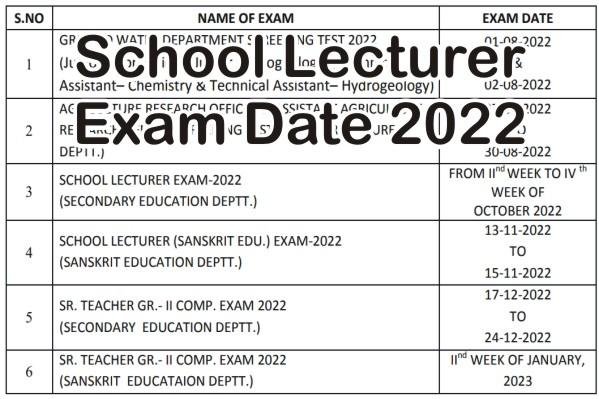 RPSC School Lecturer Exam Date 2022, RPSC First Grade Teacher Exam Date, RPSC 1st Grade Teacher Exam Date 2022, स्कूल लेक्चरर एग्जाम डेट 2022