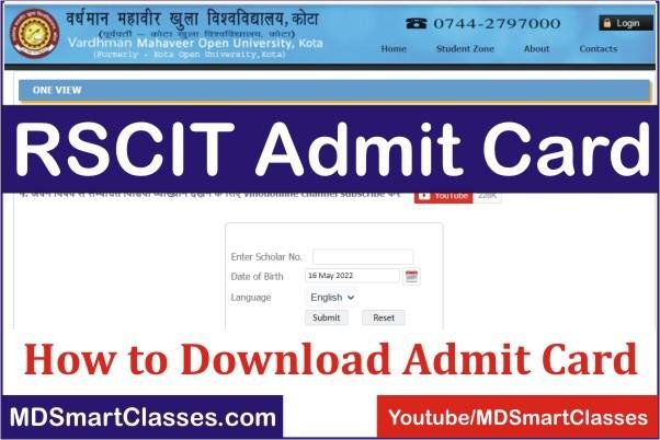 RSCIT Admit Card 22 May 2022, rscit admit card download, vmou rscit admit card by name, rscit admit card 2022 name wise, how to download rscit admit card