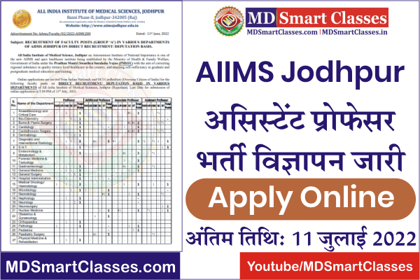 AIIMS Jodhpur Assistant Professor Bharti 2022, AIIMS Recruitment 2022, AIIMS Assistant Professor Bharti Jodhpur, AIIMS Jodhpur Vacancy 2022 Online Form,