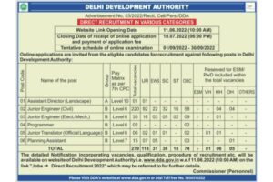 DDA Recruitment 2022, DDA Bharti 2022, DDA Delhi Latest Jobs, DDA Recruitment Online Form Link, How to Apply DDA Bharti Form 2022, डीडीए भर्ती