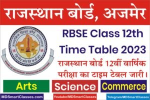 Rajasthan Board Class 12th Time Table 2023