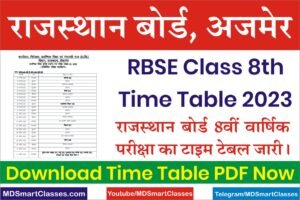 Rajasthan Board 8th Time Table 2023