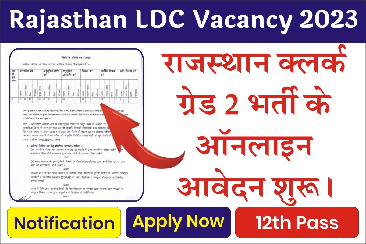 Rajasthan LDC Vacancy 2023 राजस्थान एलडीसी के बम्पर पदों पर भर्ती ...