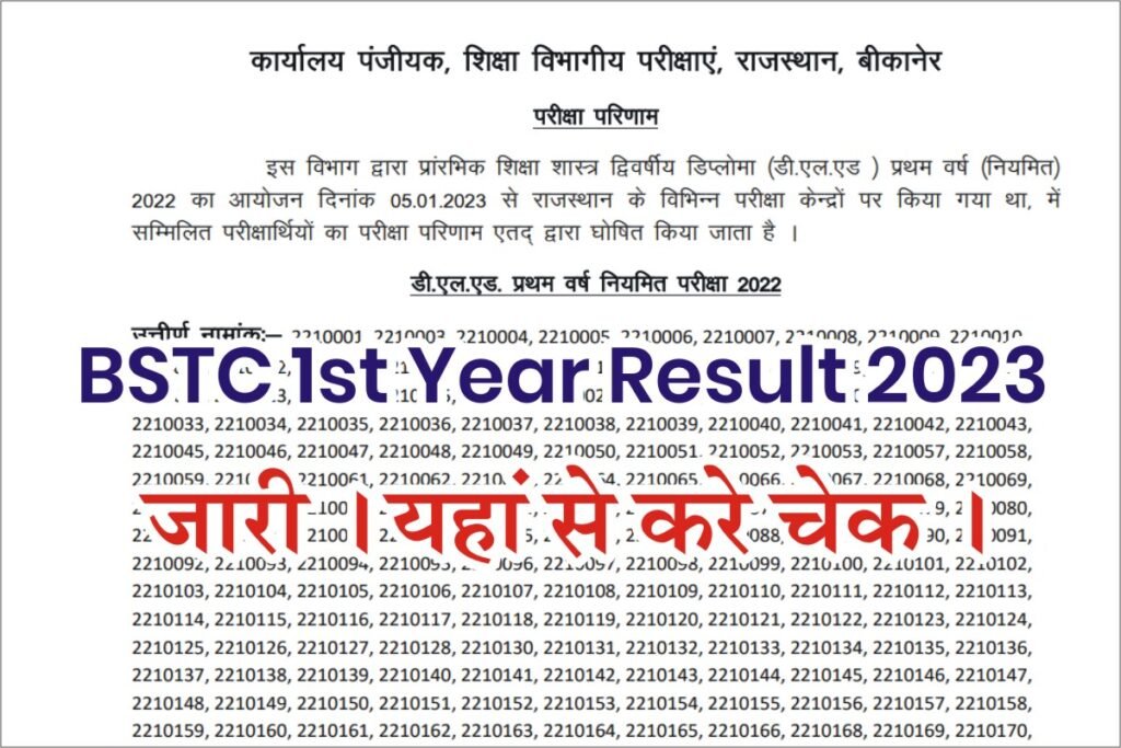 Rajasthan BSTC 1st Year Result 2023