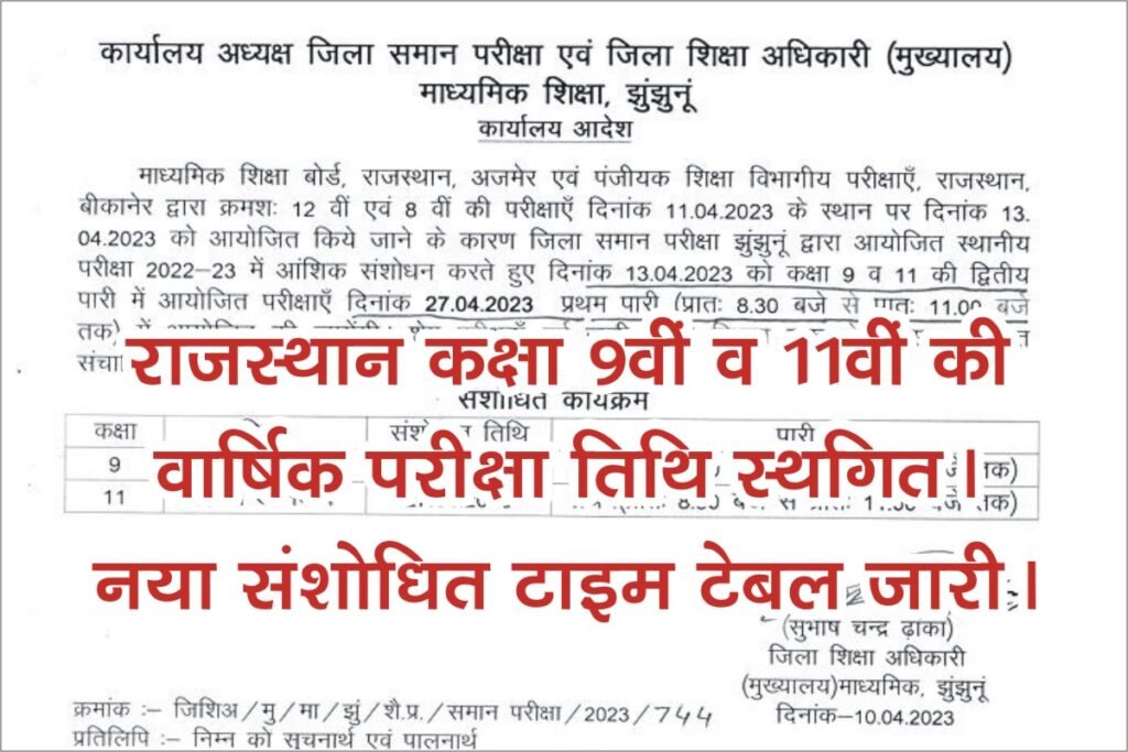 Rajasthan Yearly Exam Postponed 2023