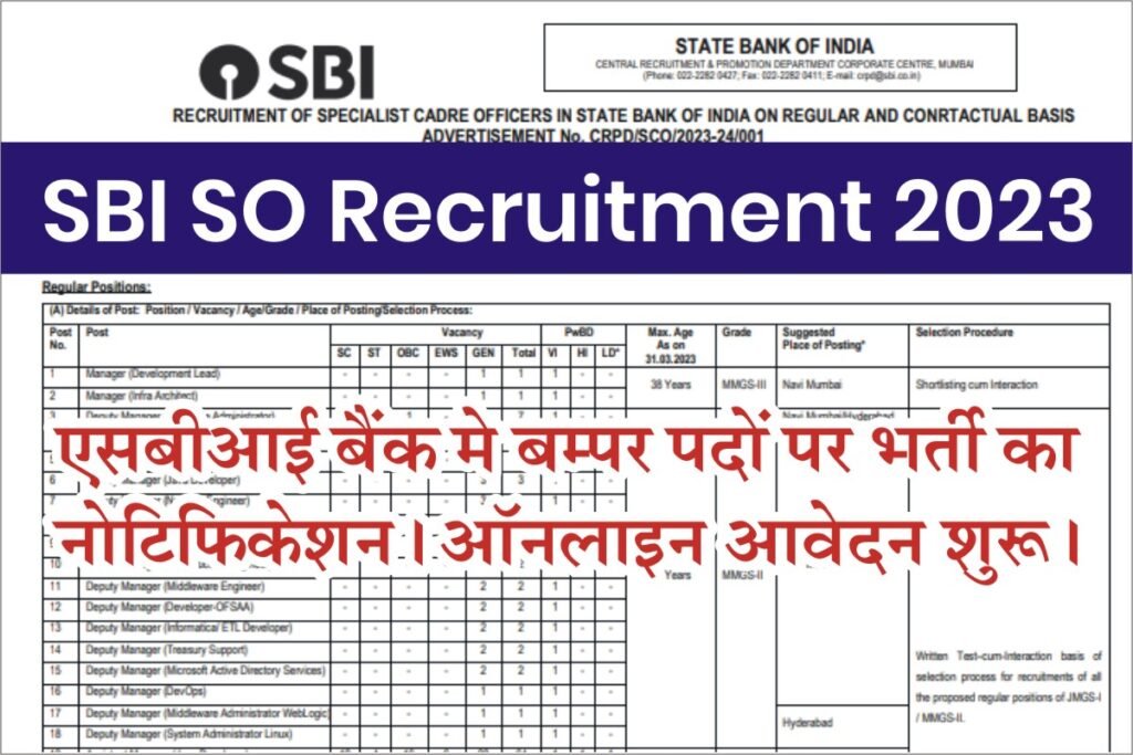 SBI SO Recruitment 2023
